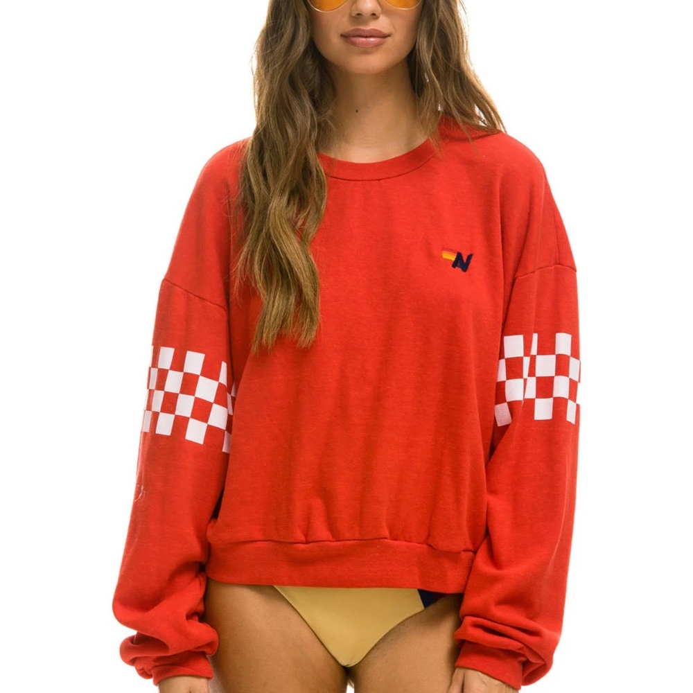 Aviator Nation Check 2 Sleeve Crewneck